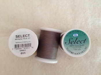 Select Cotton Thread 2-ply 40wt T-27 1000yds Grey