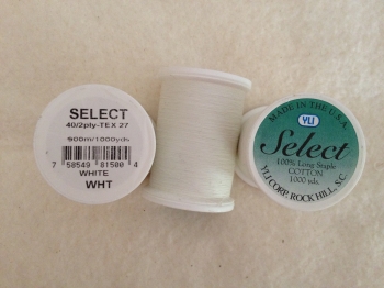 Select Cotton Thread 2-ply 40wt T-27 1000yds White